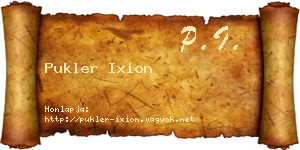 Pukler Ixion névjegykártya